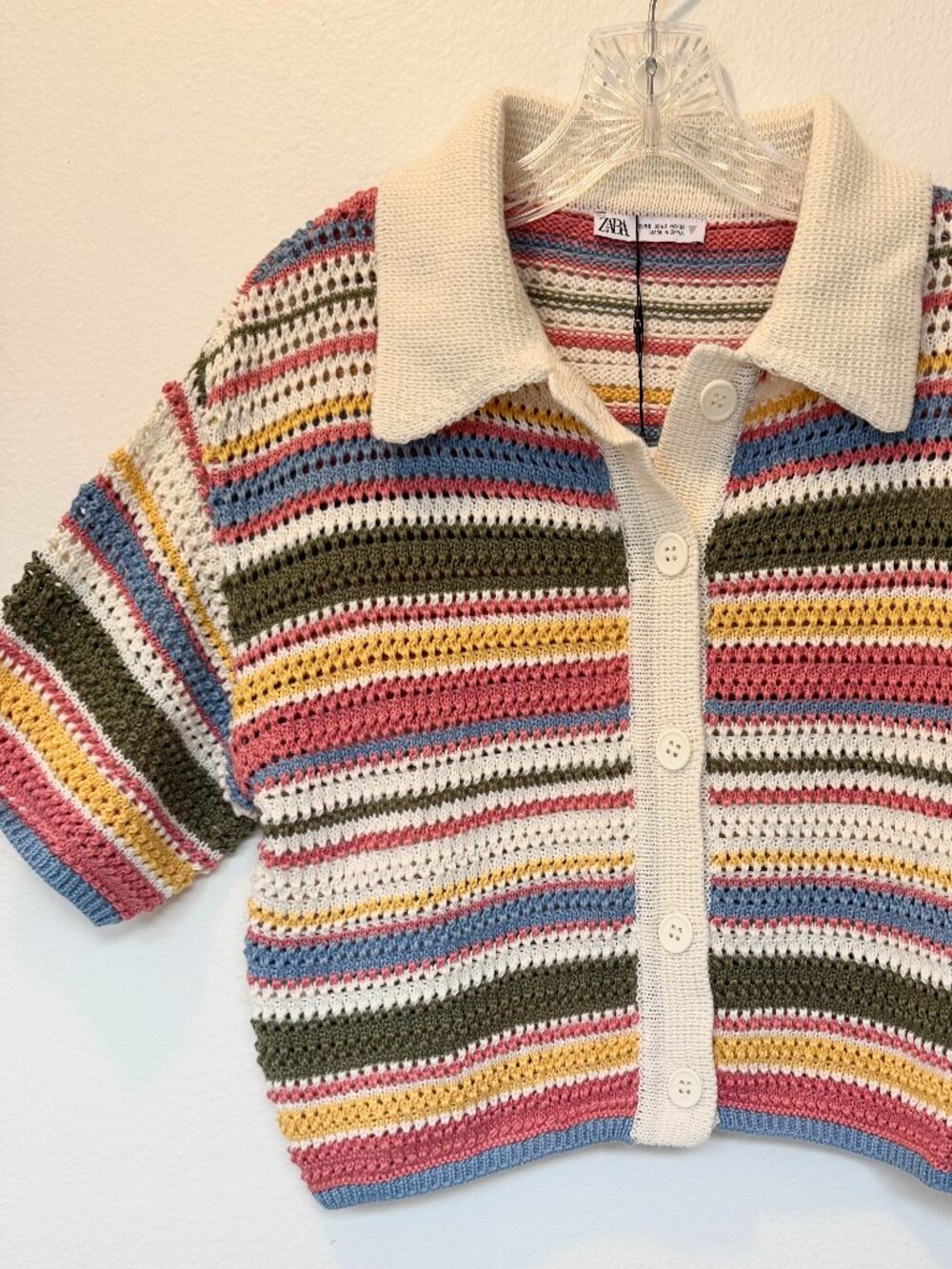 NWT Zara Stripe Short Sleeve Sweater Top- Size S